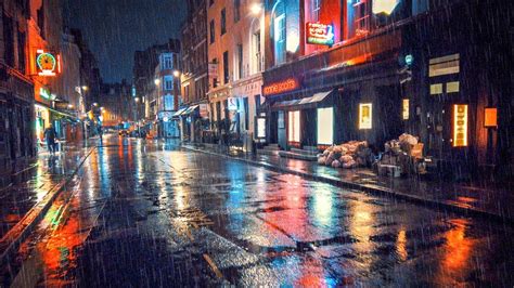 London 2am Rainy Night Walk Empty West End City Streets Ambience Asmr