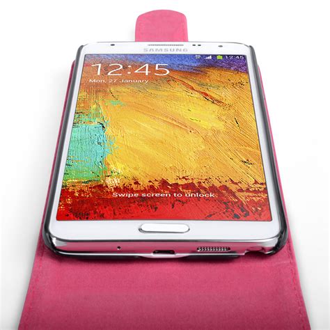 Samsung Galaxy Note Neo Leather Effect Flip Case Hot Pink