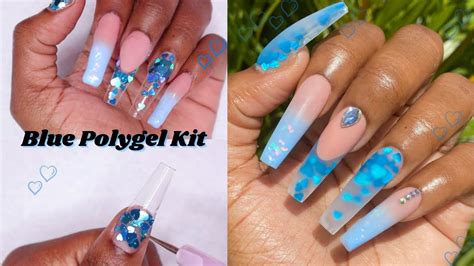 How To Encapsulate Glitter With Polygel Nails Makartt Blue Polygel