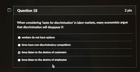 Solved Question 182 PtsWhen Considering Taste For Chegg