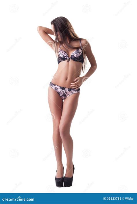 Slender Woman Posing In Beautiful Erotic Lingerie Stock Image Image Of Studio White 33323785