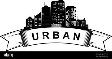 Urban logo template. City skyline silhouette. Vector Stock Vector Image ...