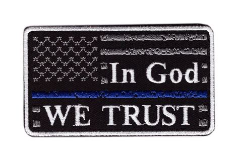 Thin Blue Line In God We Trust American Flag Patch Embroidered Hook Miltacusa