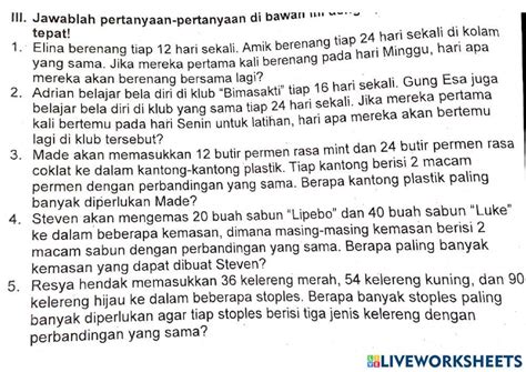 Soal Cerita Kpk Dan Fpb 1514802 Ni Luh Suwestarini