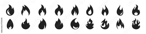 Fire Icon Collection Fire Flame Symbol Red Hot Fire Flame Heat Or Spicy Food Symbol Flat