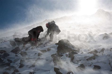 Wanderung Im Winter Berge Stock Bild Colourbox