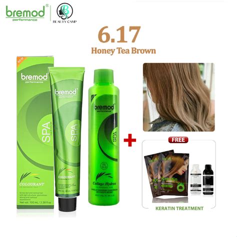 Bremod Hair Color Honey Tea Brown 6 17 With Oxidizing Cream Send Hair