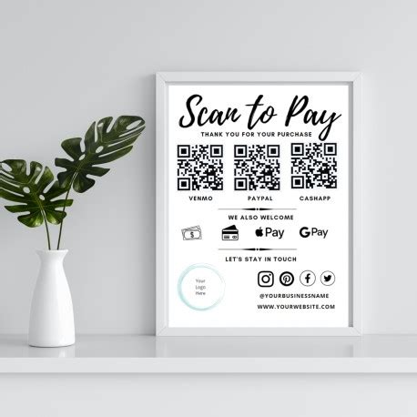 Scan to Pay Sign Customized Editable Template QR Code Payment Sign