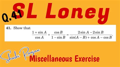 Q No Sl Loney Plane Trigonometry Solution Miscellaneous