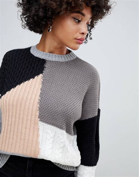 Misguided Colour Block Jumper In Multi Color Block Sweater Sweater