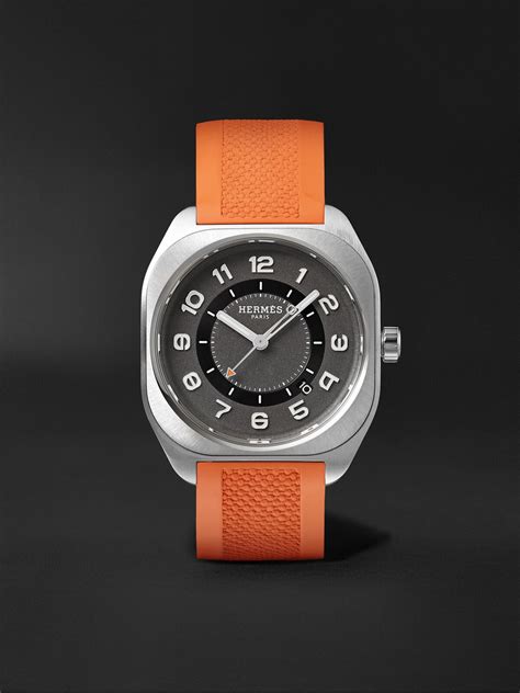 Hermès H08 Automatic 39mm Titanium And Rubber Watch Black Editorialist