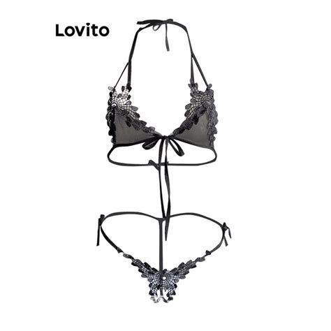 Lovito Lingerie Sexy De Renda Simples Renda Para Mulheres Lne