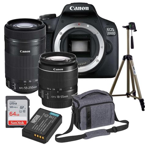 Zestaw Canon 2000D 18 55 IS II 55 250 IS STM KARTA 64GB TORBA