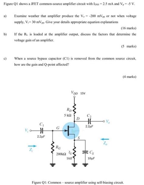 Solved Figure Q1 Shows A Jfet Common Source Amplifier