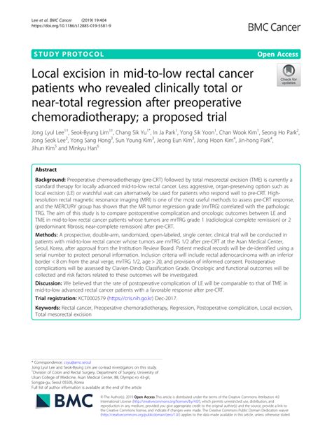 PDF Local Excision In Mid To Low Rectal Cancer Patients Who Revealed