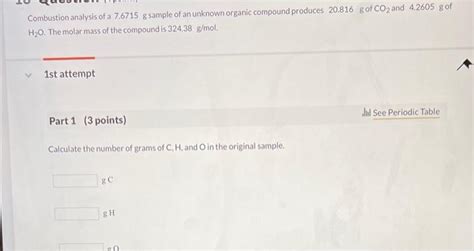 Solved Combustion Analysis Of A Mathrm G