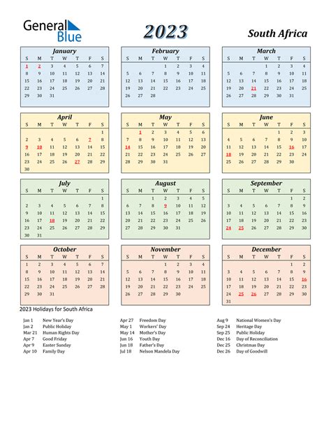 2023 Calendar South Africa With Public Holidays Pdf HolidayCalendars Net