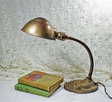 Vintage Eagle Gooseneck Art Deco Cast Iron Desk Lamp S Etsy Art