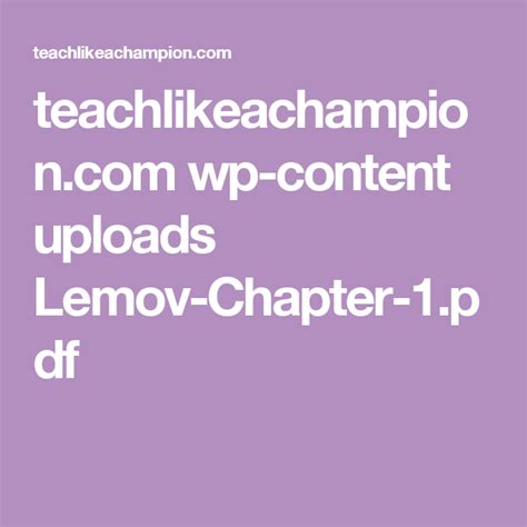 Teachlikeachampion Wp Content Uploads Lemov Chapter 1 Pdf Teach