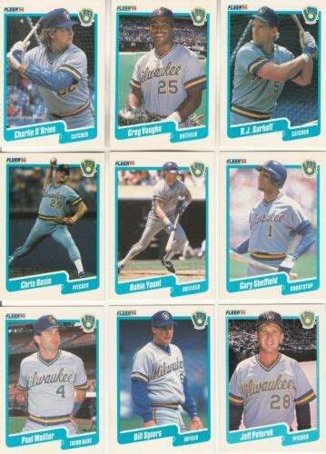 Fleer Milwaukee Brewers Complete Team Set See Scans Ebay