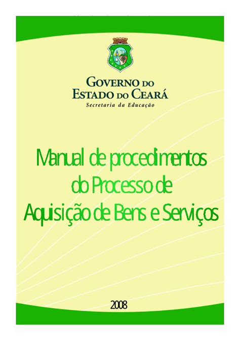 Pdf Manual De Procedimentos Secretaria Da Educa O Manual De