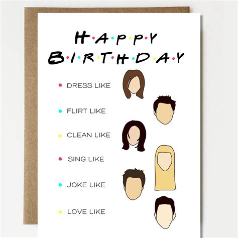 Funny Friends Inspired Birthday Card Friend Birthday Card Etsy In