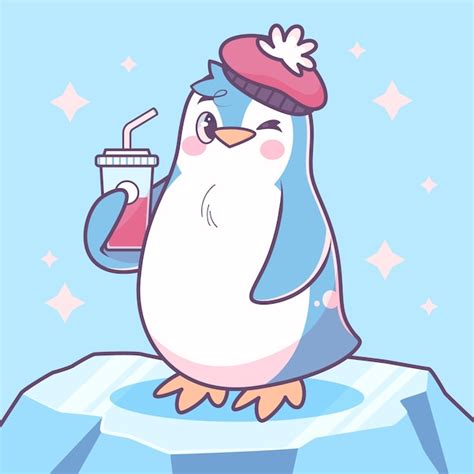 Cute Penguin With Bubble Tea Vectors & Illustrations for Free Download