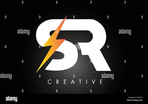 SR Letter Logo Design With Lighting Thunder Bolt Electric Bolt Letter