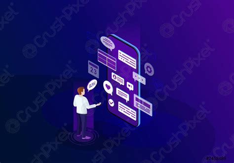 Social Media Isometric Color Vector Ilustración Vector De Stock