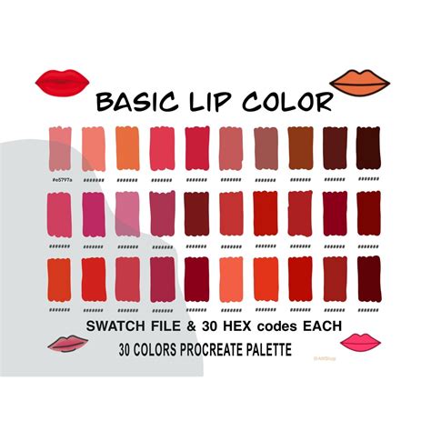 Basic Lip Color Palette Hex Codes Color Palette Ipad Procreate App