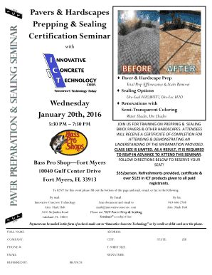 Fillable Online Paver Preparation Sealing Seminar Fax Email Print