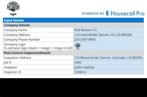 Pest Control Inspection Report Template Housecall Pro