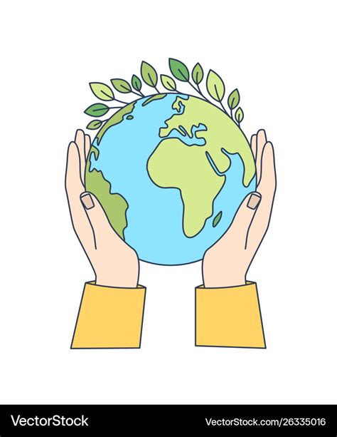 Hands Holding Planet Earth With Green Leaves Vector Image