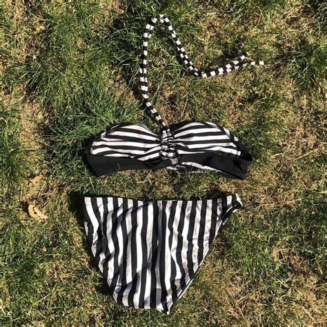 Vintage Deadstock Bikini Black And White Depop