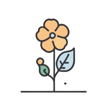 Flor Colorida De La Que Sale Una Hoja Vector Png Un Icono Lineal Que