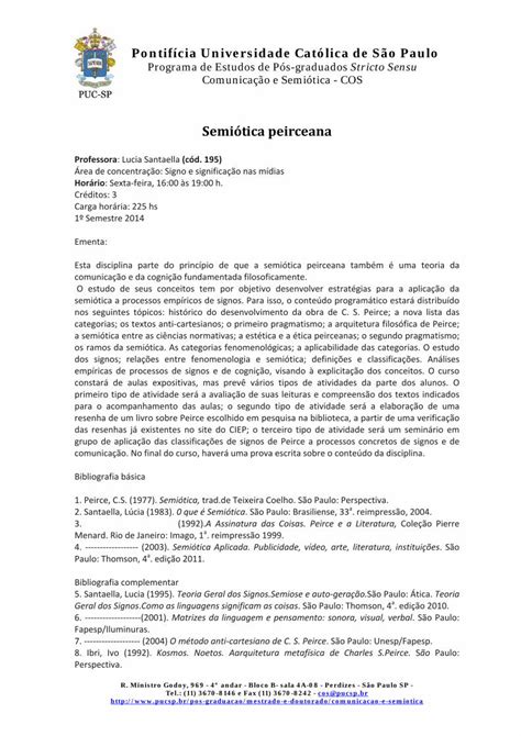 PDF Semiótica peirceana pucsp br Pontifícia Universidade Católica