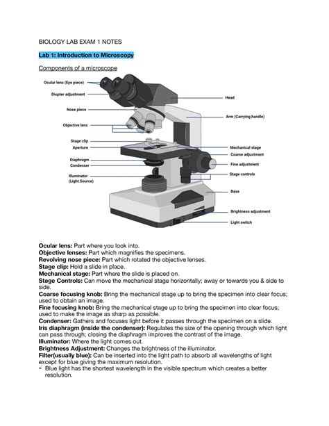 Biology Lab Exam 1 Notes BIOLOGY LAB EXAM 1 NOTES Lab 1 Introduction