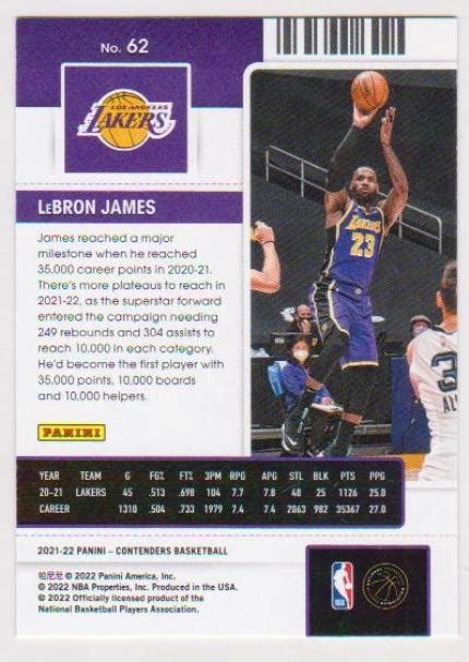 Lebron James Panini Contenders Card Property Room