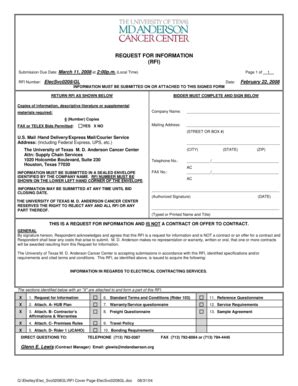 Fillable Online Mdanderson Local Time Date Rfi Number