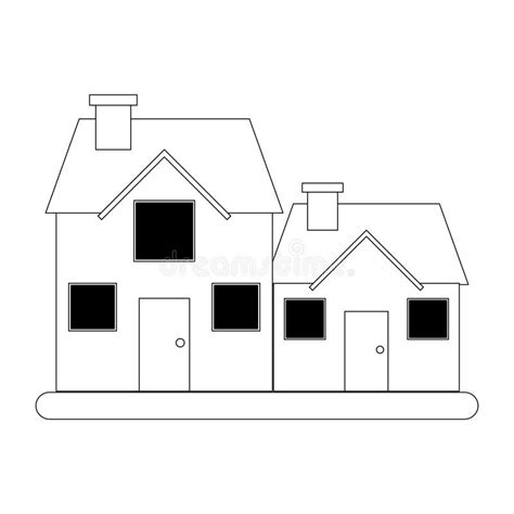 Desenhos Animados Urbanos Das Casas Das Resid Ncias Das Casas Em Preto