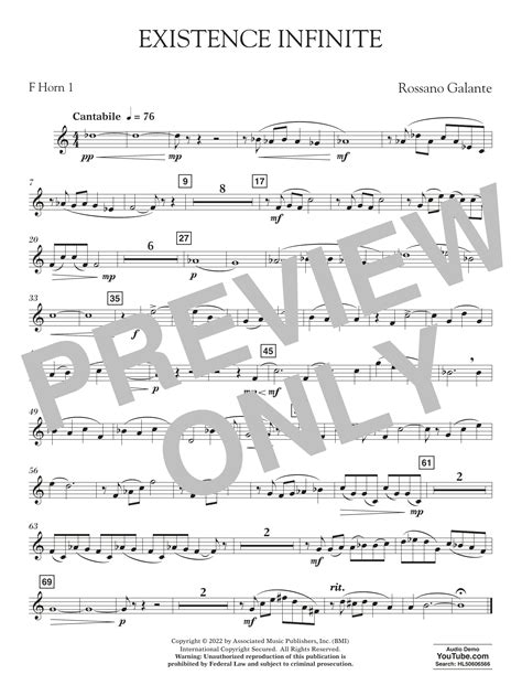 Existence Infinite Horn In F By Rossano Galante Sheet Music For