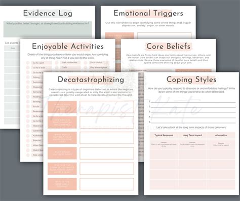 Cognitive Behavioral Therapy Worksheets Cbt Worksheets Etsy