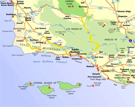 Santa Barbara County Tourist Map - Ontheworldmap.com