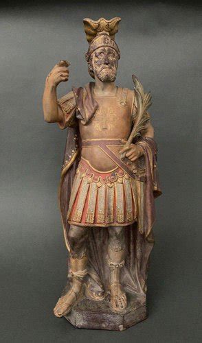 Statua Di Soldato Romano In Terracotta Policroma Xix Secolo In Vendita