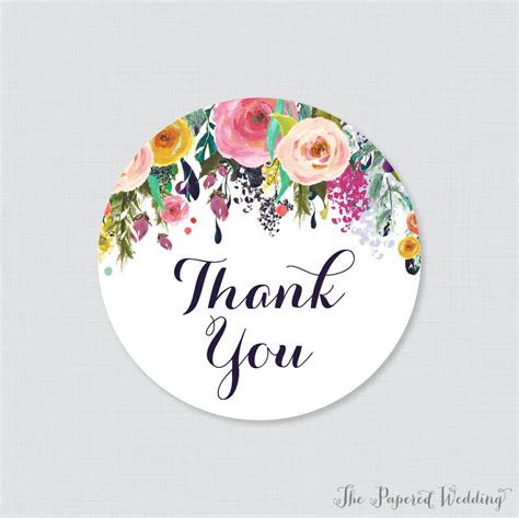 Wedding Stickers Floral Wedding Thank You Stickers Etsy