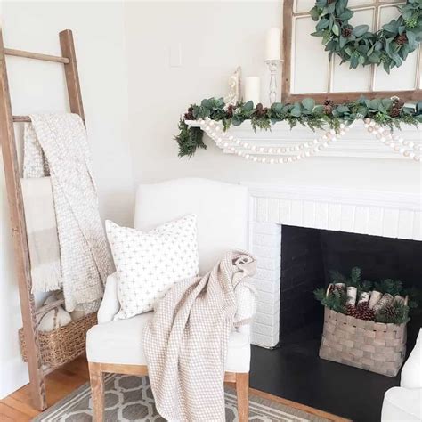 White Fireplace With Winter Greenery Soul Lane