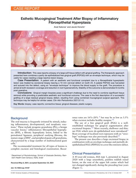 Pdf Esthetic Mucogingival Treatment After Biopsy Of Inflammatory