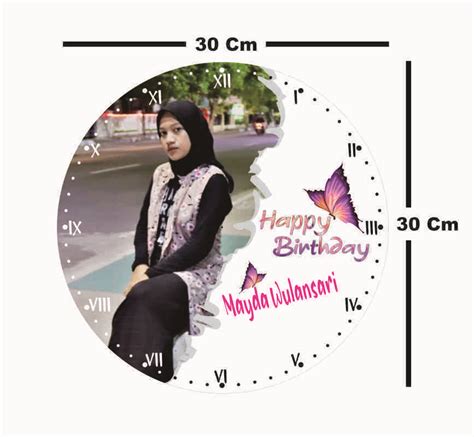 Jual Jam Dinding Custom Foto Nama Hadiah Kado Unik Pernikahan Wedding