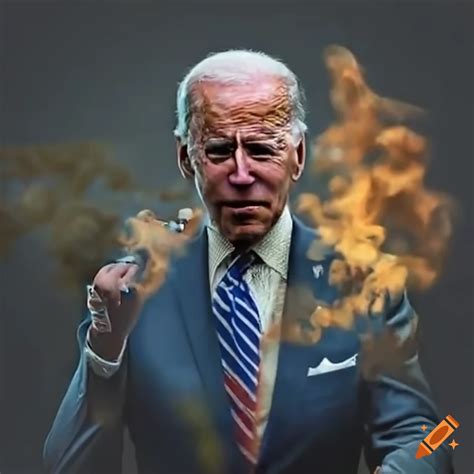 Joe Biden Smoking A Rolled Item On Craiyon