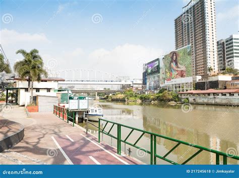 Pasig River Makati Manila City Skyline Philippines Editorial Image